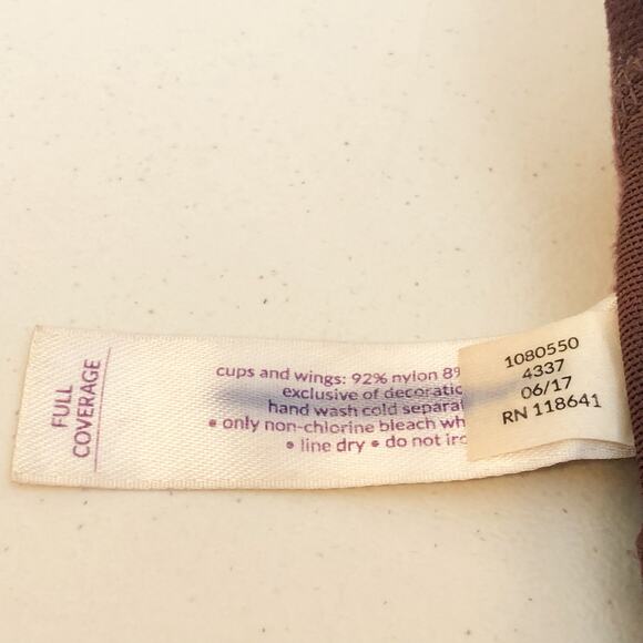 Cacique 40F Bra Full Coverage Maroon Floral Print Underwire Plus Size Stretch 70 - Picture 13 of 13